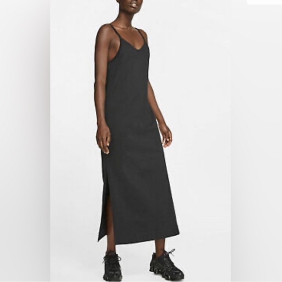 Nike XS Minimalist Cotton Spaghetti Strap Midi Dress with Side Slits Athleisure - Picture 1 of 12